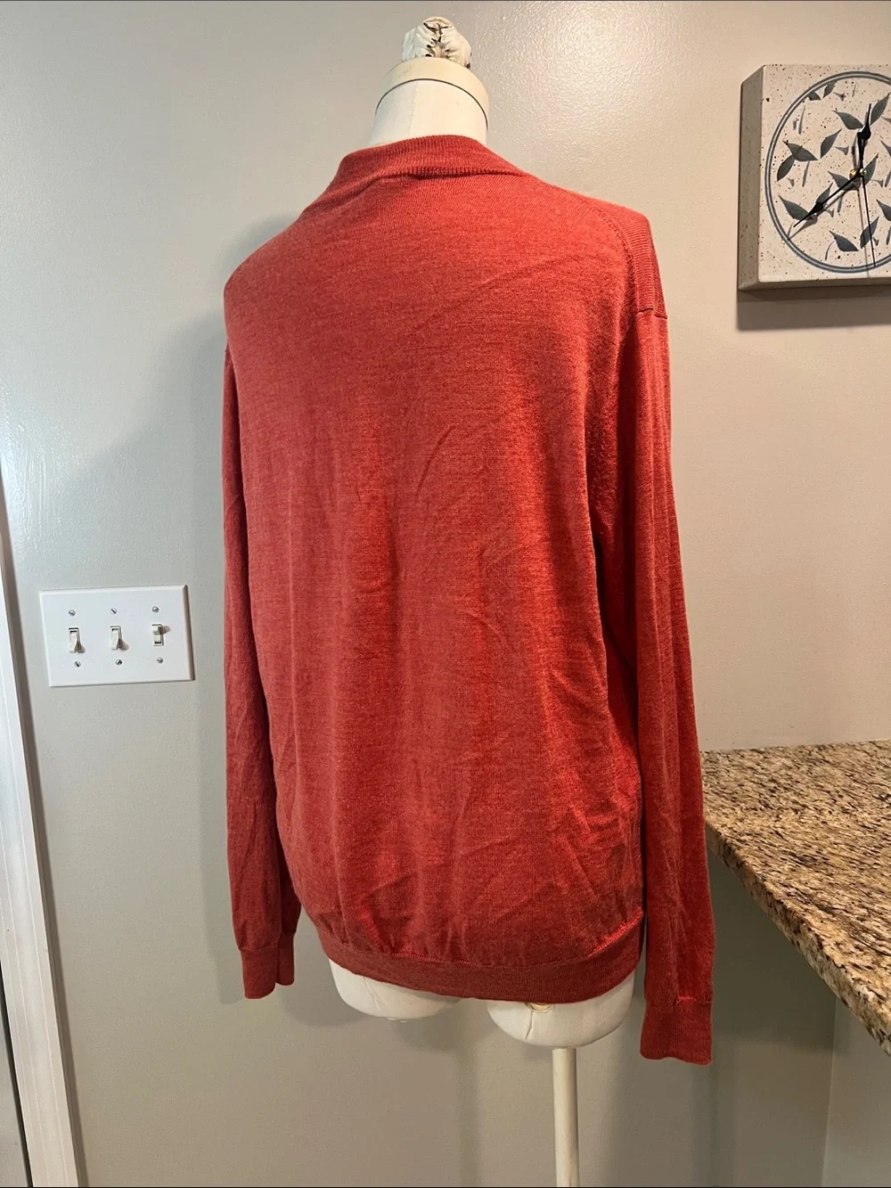 Peter Millar autumn crest  1/4 zip burnt orange merino wool lightweight sweater